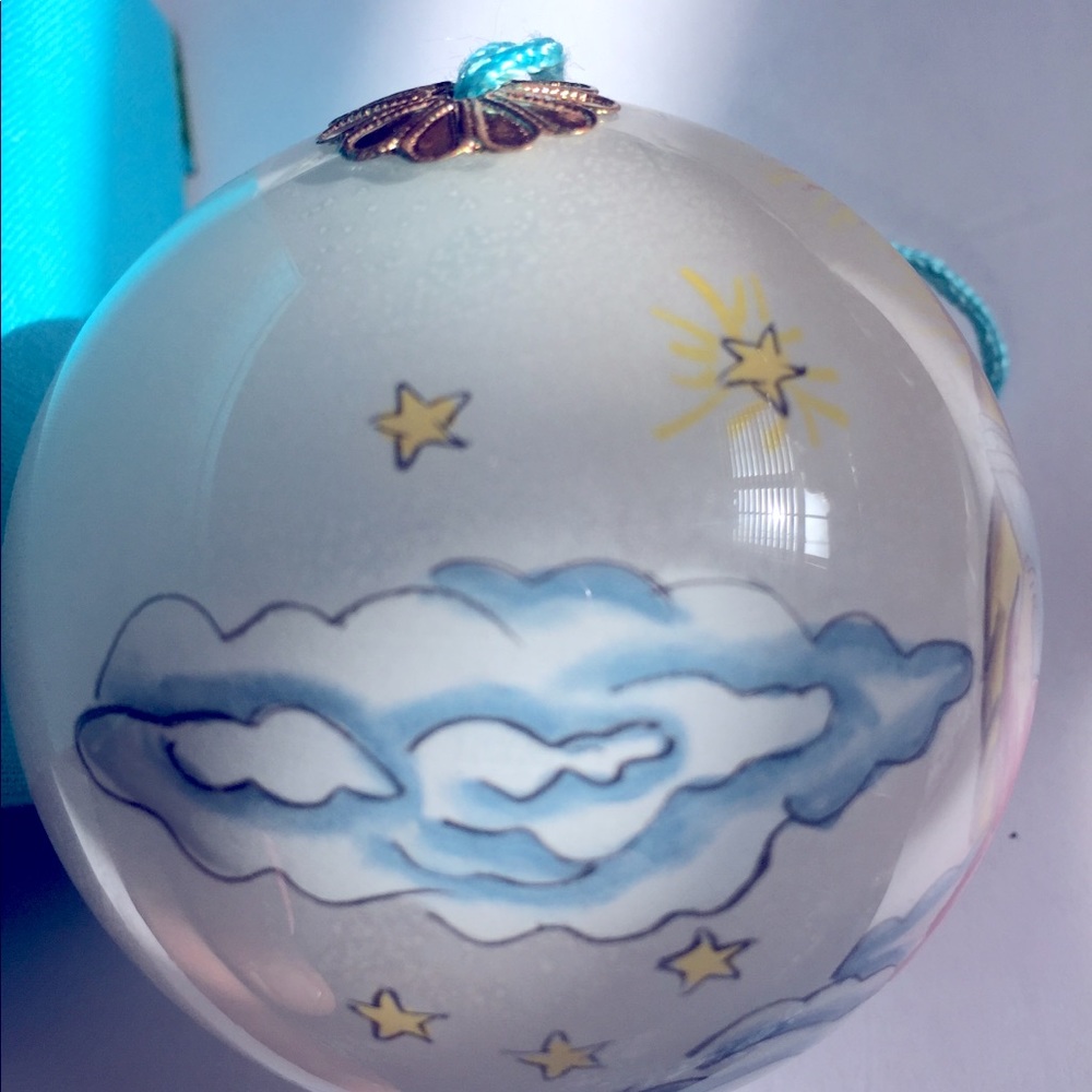 Vintage Original Christmas Ornament  3” Reverse Painted in China Signed